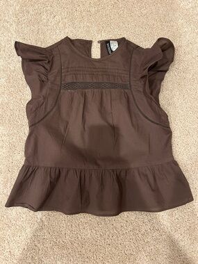 H&M LACE-INSET PEPLUM BLOUSE